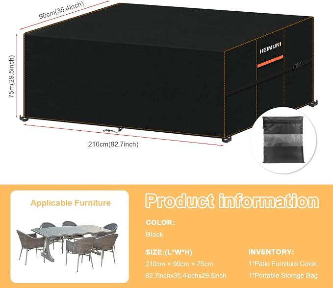 Pokrowce na Meble Ogrodowe 210x90x75cm - obrazek 3