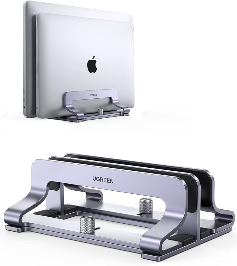 UGREEN Double Vertical Laptop Stand Aluminium Vertical MacBook Stand Space Saving Holder dla MacBook Pro/Air, iPad, Huawei, Surface, Dell, HP, Lenovo i innych.