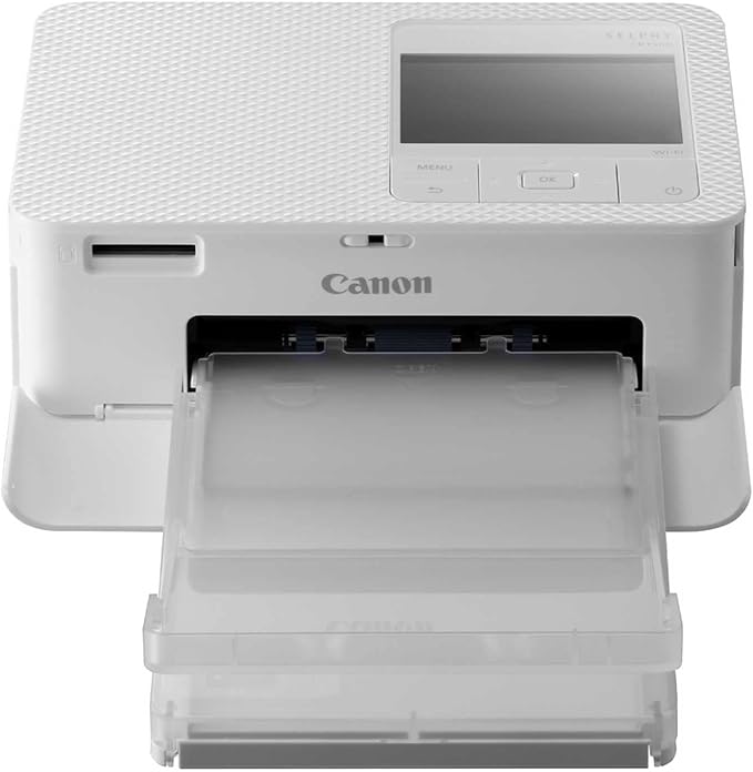 Canon 5540C003 Drukarka, Biały, 182,2 x 57,6 x 133 mm | Łatwa konfiguracja za pomocą aplikacji SELPHY Photo Layout; drukowanie ze smartfona przez Wi-Fi, kartę SD lub USB