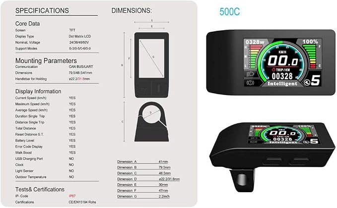 Ebike wyświetlacz LCD komputer rowerowy 500C P850C 860C 750C-ble - obrazek 3