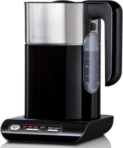 Bosch Hausgeräte TWK8613P Czajnik Elektryczny, Plastik, 2400 W, 1,5 L, Czarny/Srebrny