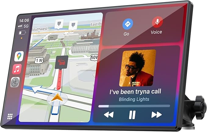 LAMTTO Wireless CarPlay Display for A-pple CarPlay and Android Auto