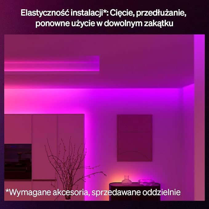 Philips Hue Flux ultra-bright 3 m LED, 2900 lm, żywe kolory i atmosfera, Chromasync™, przycinanie i przedłużanie, sterowanie aplikacją i głosem, do wnętrz i na zewnątrz. - obrazek 4