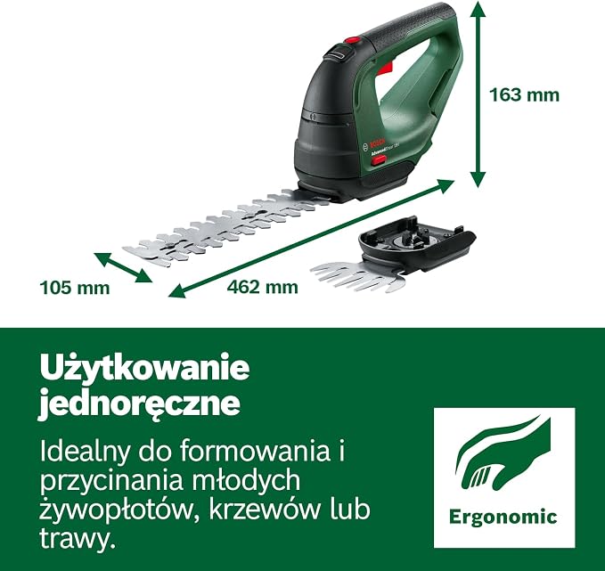Nożyce do trawy Bosch AdvancedShear 18V-10 (bez akumulatora, system 18 V, ścinają do 85 m² po jednym naładowaniu akumulatora, z ostrzami do trawy i krzewów, w kartonowym opakowaniu) - obrazek 3