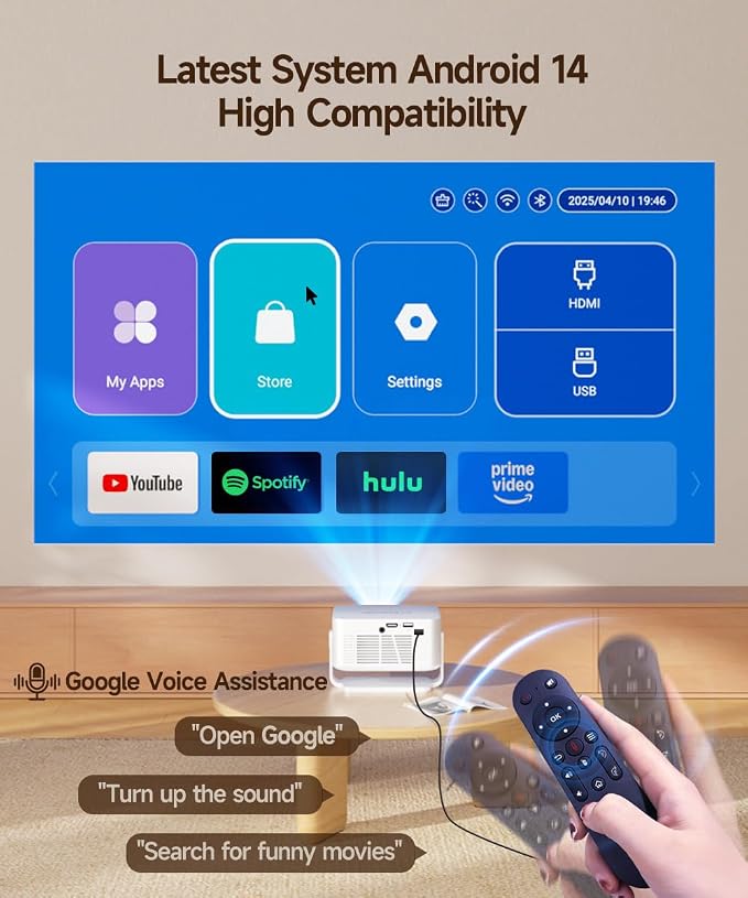 Magcubic Projektor, HY300max Mini projektor 4K i 8K z podwójnym zakresem WiFi 6 BT 5.4, 260 ANSI obsługuje autofokus i korekcję trapezu, nadaje się do projektora kina domowego | Przenośny projektor kompatybilny z automatyczną korekcją keystone 4K do kina domowego, biura i na kempingu - obrazek 7