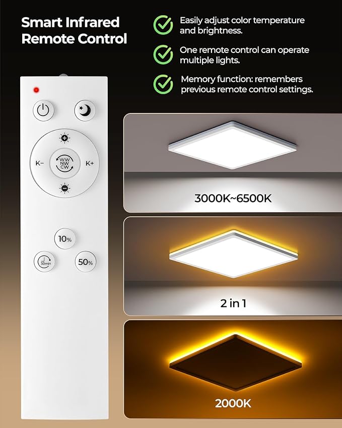 BLNAN LED Lampa Sufitowa Płaska ściemnialna - obrazek 6