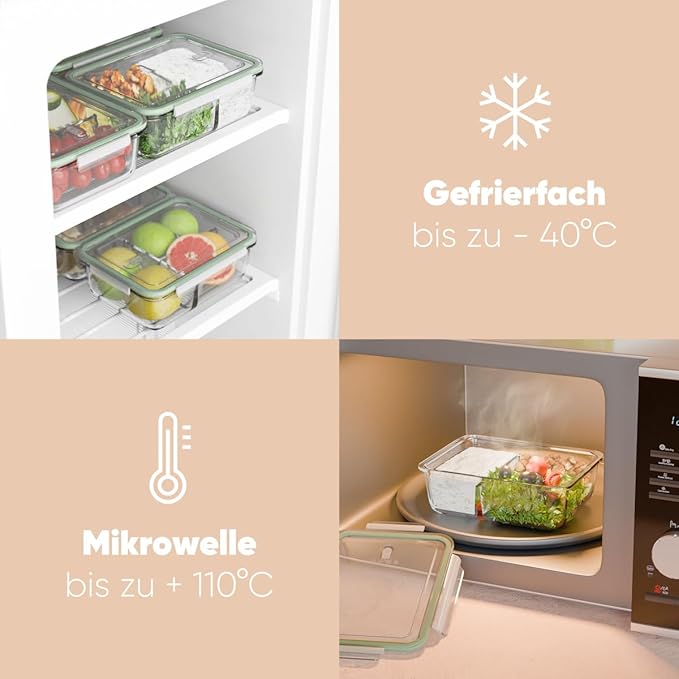 Meal Prep pojemniki szklane z przegródkami - obrazek 6