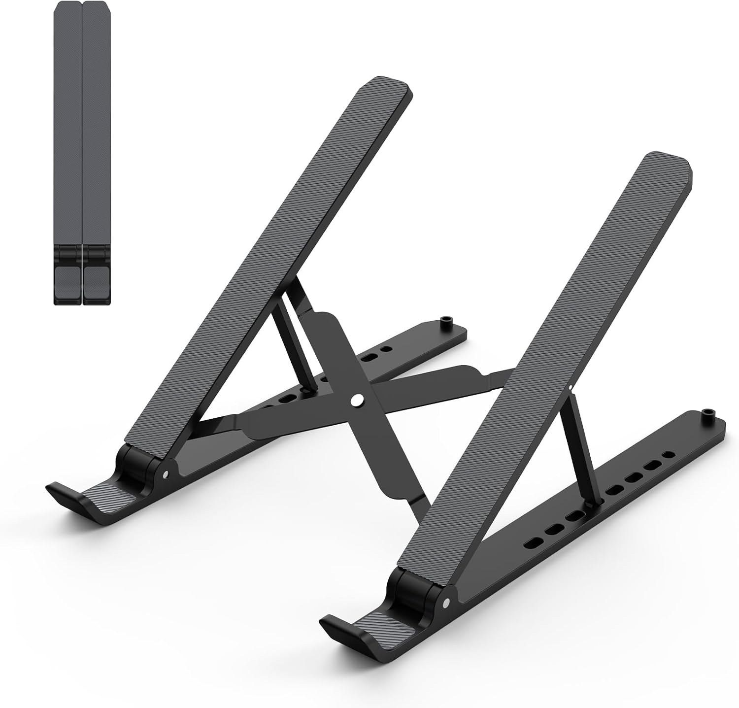 Tonmom Stojak na Laptopa, Podstawka do Laptopa, Regulowany Laptop Stand | ABS+Silikonowy, Składany Przenośny Uchwyt na Laptopa, Wentylowany Chłodzący Stojak na Notebooka do Laptopów 10–15,6 Cala - obrazek 2
