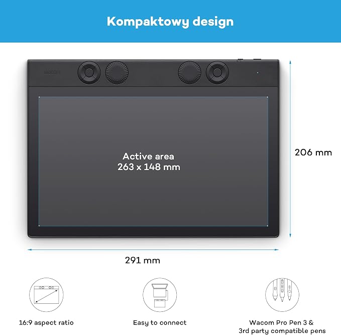 Wacom Intuos Pro Medium – innowacyjny tablet z rysikiem Wacom Pro Pen 3, kompaktowy i lekki – wszechstronny wybór dla ilustratorów, projektantów i edytorów zdjęć | Tablet graficzny (wymagany komputer PC lub Mac), ultracienki dla kreatywnych podróży - obrazek 6