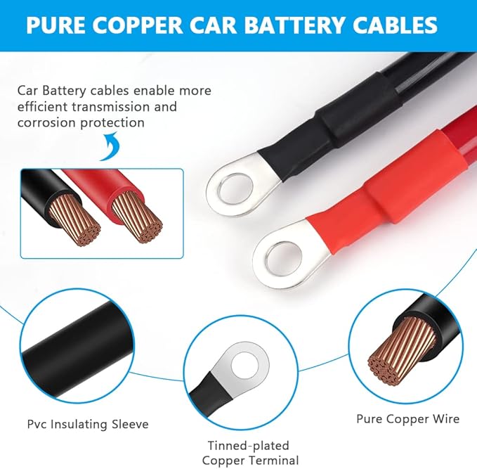 URAQT Kabel Akumulatora 2 Sztuki 35mm² 30cm Kabel Akumulatora - obrazek 4