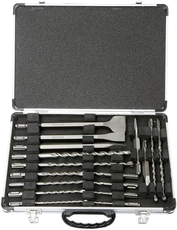 Makita D-42444 Zestaw Narzędzi Budowlanych, Niebieski/Srebrny, 17 Sztuk