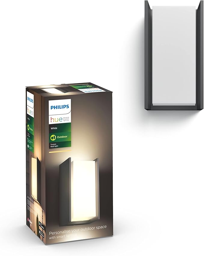 Philips Hue White Kinkiet zewnętrzny Turaco W zestawie z żarówką E27 LED Ciepłe białe światło (2700 K) Zasilanie sieciowe Inteligentne sterowanie dzięki mostkowi Hue* - obrazek 4