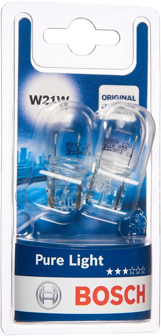 Bosch W21W Pure Light żarówki samochodowe – 12 V 21 W W3 x 16d – 2 sztuki