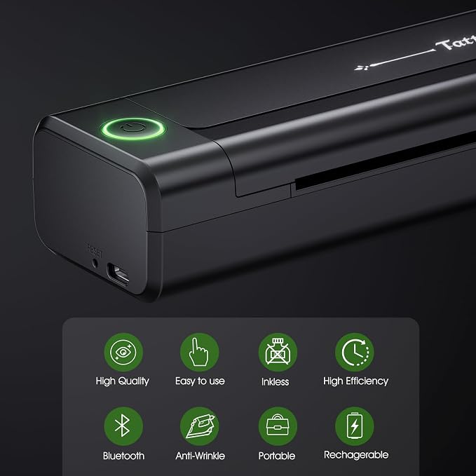 BIOMASER H1 Drukarka Szablonów Tatuażu, drukarka Termiczna z Tatuażami Bluetooth, Drukarka Termiczna do Tatuażu kompatybilna z iPadem, telefonem i komputerem z 10 arkuszami papieru - obrazek 2