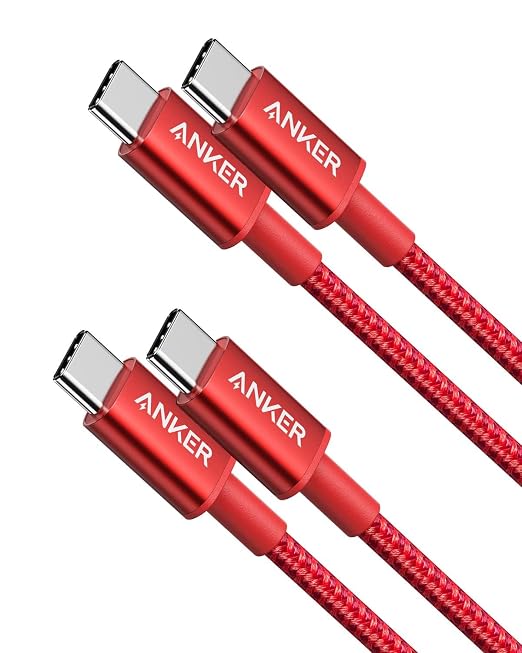 Anker kabel USB-C, zestaw 2 szt., nylon, 1 m, USB-C do USB-C | Kabel USB-C do ładowania iPhone 15/16/17 Pro Max, Samsung Galaxy S25/S26, MacBook Pro/Air oraz iPad Pro/Air.