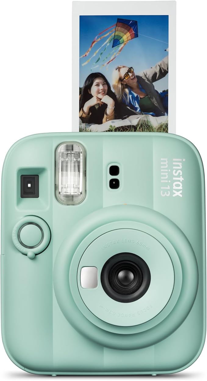 aparat natychmiastowy instax mini 13 z wbudowaną automatyczną lampą błyskową, wbudowanym lusterkiem do selfie, trybem zbliżenia i samowyzwalaczem, kolor Lagoon Green - obrazek 3