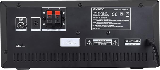 KENWOOD M-925DAB-B - Micro Hi-Fi system DAB+, CD, USB, Bluetooth, 2 x 50 W RMS i wyświetlacz TFT, kolor czarny (Midnight Black) - obrazek 4