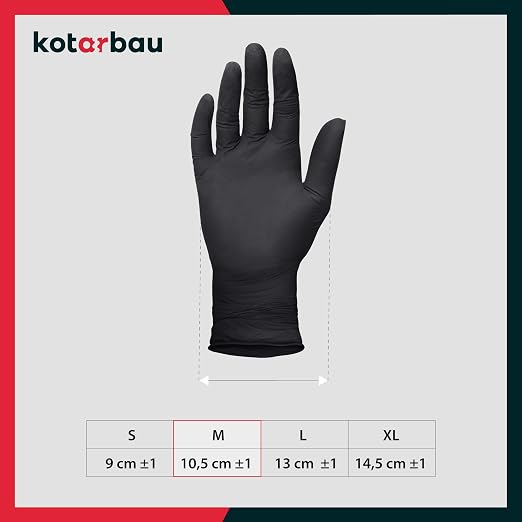 KOTARBAU® Opakowanie 100 Sztuk Rękawice jednorazowe czarne rozmiar - obrazek 4