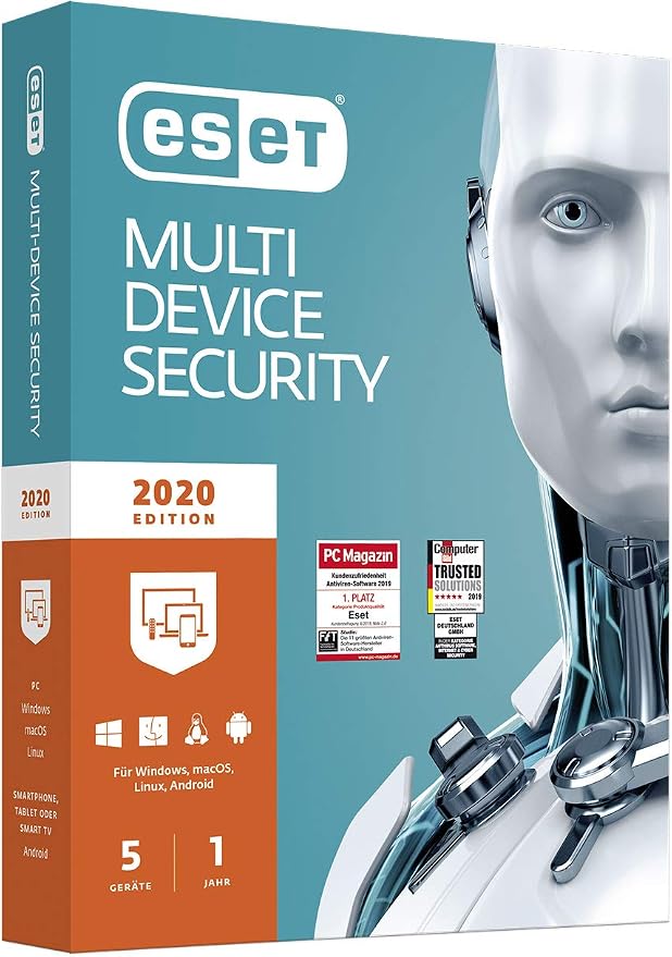 ESET Multi-Device Security 2020 | 5 urządzeń | 1 rok | Windows (10, 8, 7 i Vista), MacOS, Linux i Android | kod aktywacji w standardowym opakowaniu