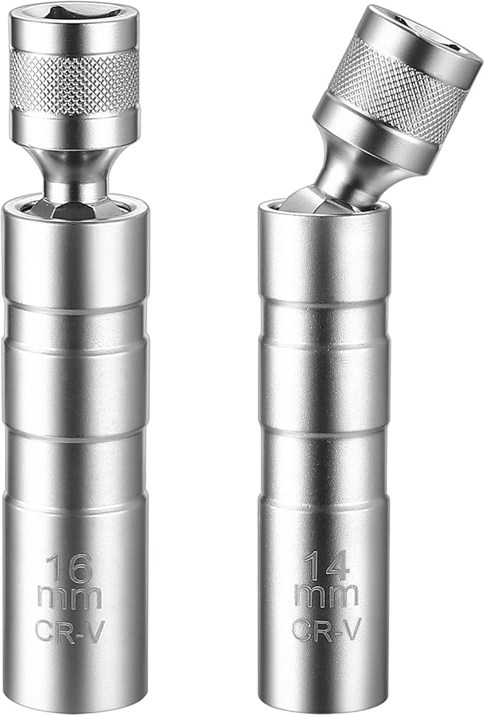 Klucz do Iskier 14mm 16mm, 2 Sztuki Uniwersalny Elastyczny Zestaw Kluczy do Iskier, Magnetyczny Klucz do Iskier Samochodowy, 12-Kątny Magnetyczny Usuwacz Iskier Narzędzie do Samochodów KFZ