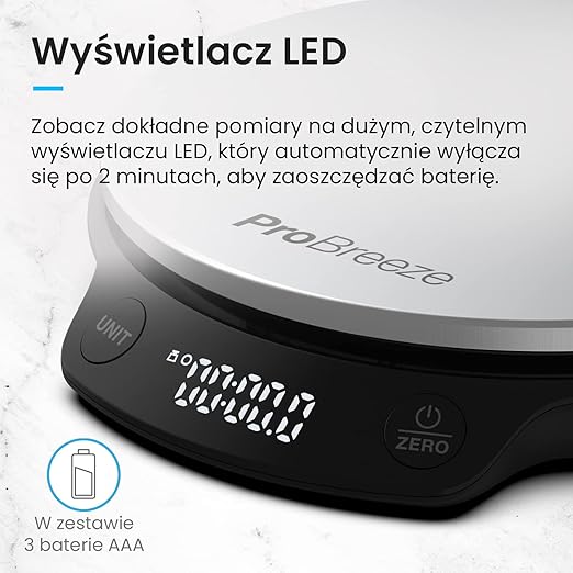 Pro Breeze Waga Kuchenna Cyfrowa Precyzyjna ze Stali Nierdzewnej - obrazek 6