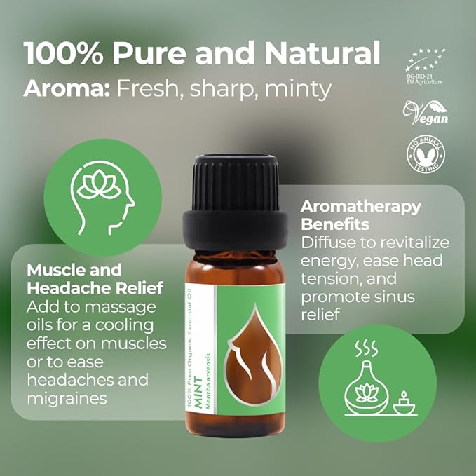 Essences Bułgaria Organiczny Olejek Eteryczny z Mięty 10 ml - obrazek 5