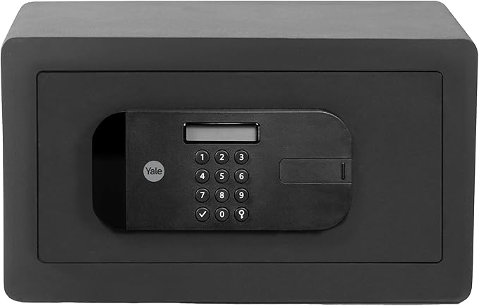 Yale YSEB/200/EB1 Sejf o Wysokim Poziomie Bezpieczeństwa Mały, Sejf Domowy i Biurowy, Wyświetlacz LCD, Wycinane Laserowo Drzwi, 35x20x20 cm (dł. x szer. x wys.), czarny