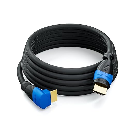 deleyCON 5m Kabel HDMI Kątowy (Kąt 90°) - UHD 4K HDR 1080p 2160p EARC - do TV, Soundbara, Monitora, PC, Laptopa, Projektora, PS5, Xbox - Czarny - obrazek 3