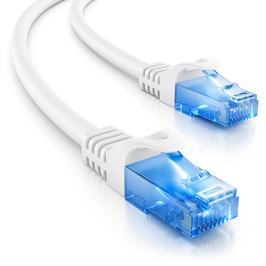 deleyCON 3,0m Kabel Sieciowy CAT.6 Ethernet Gigabit LAN RJ45 CAT6 Kabel Krosowy Kompatybilny z CAT.5 CAT.5e CAT.6a Cat.7 - Biały