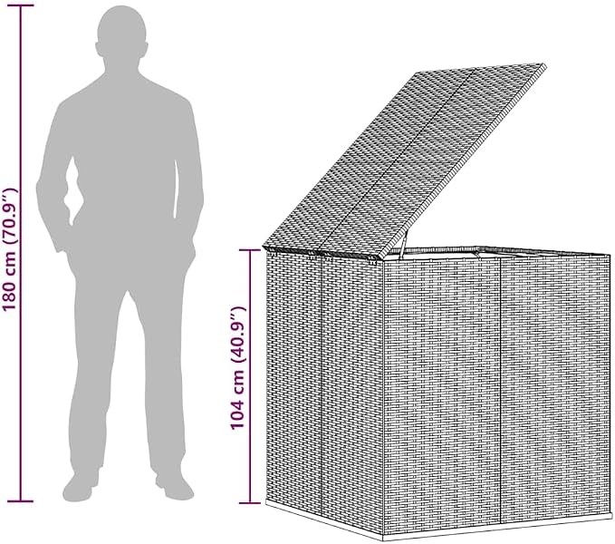 vidaXL Skrzynia na poduszki ogrodowe rattan PE 100x97 - obrazek 5