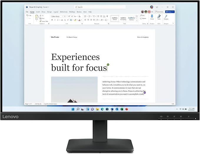 Lenovo L24-4e - Wyświetlacz 23,8'' FHD (IPS, 100 Hz, 4 ms, HDMI+VGA, kabel HDMI) - czarny