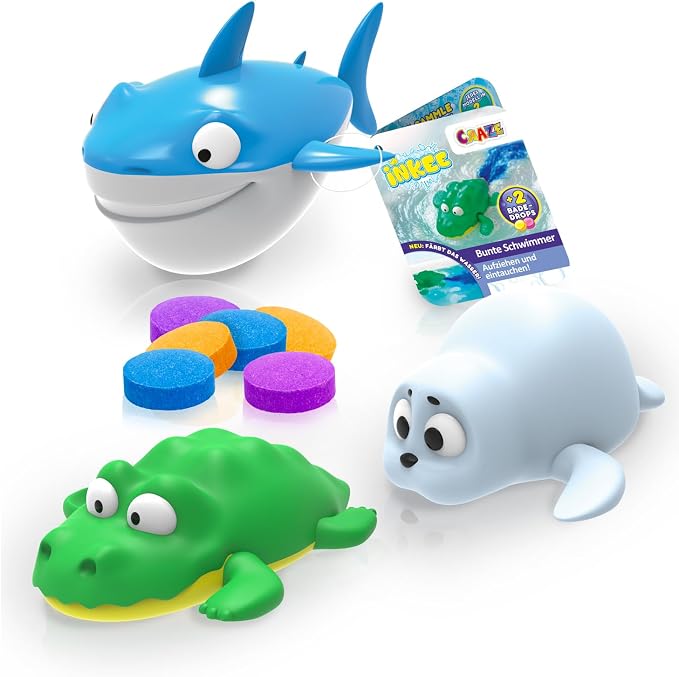 INKEE TOYS Zabawka do kąpieli 3 zwierzęta morskie z rekinem