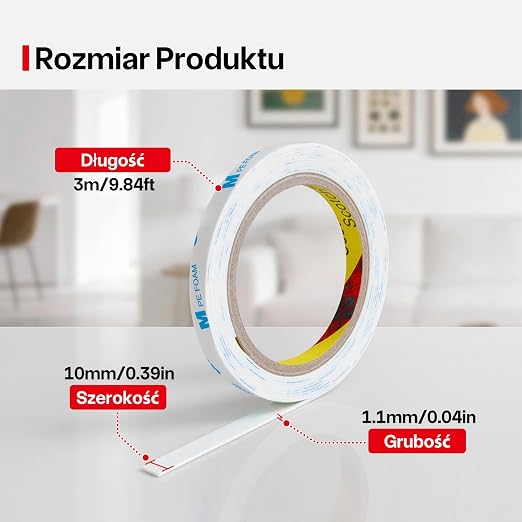 Tasma Dwustronna 10mm Dwustronna Taśma Klejąca - obrazek 4
