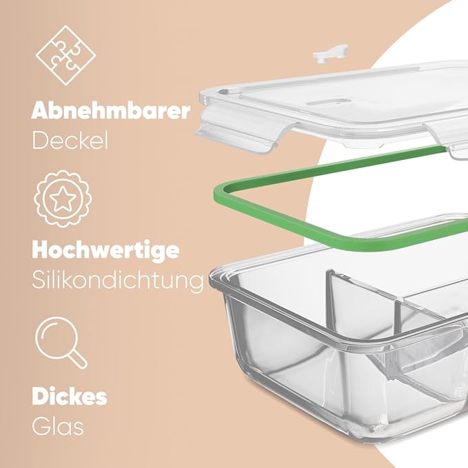 Meal Prep pojemniki szklane z przegródkami - obrazek 3