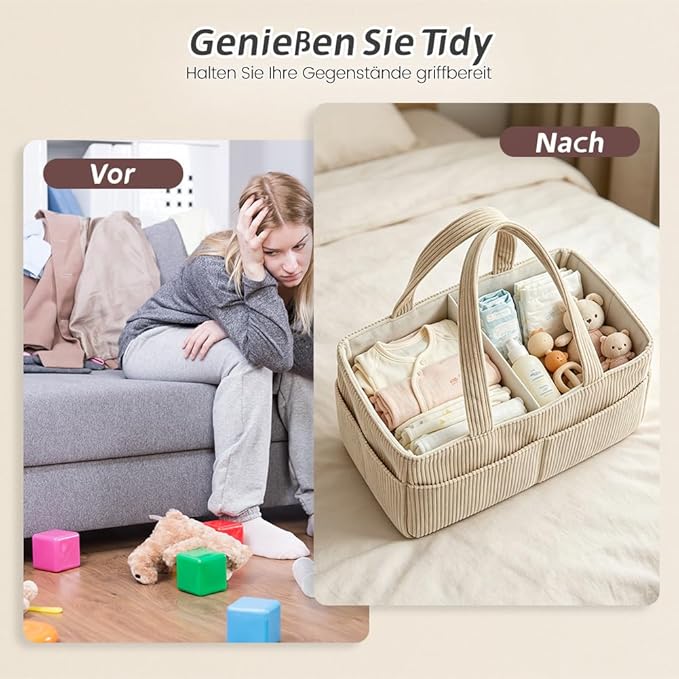 Generisch kosz do przewijania Cord beżowy - obrazek 4