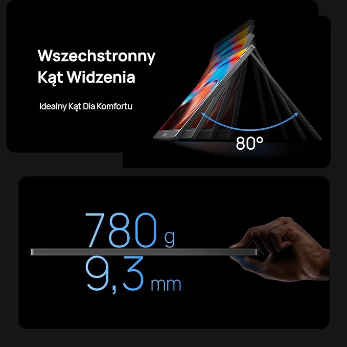 ARZOPA Monitor Przenośny Z1C 16,1" FHD 1080P 100% sRGB IPS HDR Ultra Cienki Metalowy – Ekran Przenośny do Laptopa, Mac, PC, Xbox, Switch, PS5 - Z1C Szary - obrazek 4