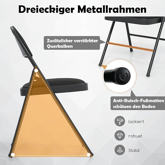 COSTWAY Zestaw 4 składanych krzeseł ogrodowych - obrazek 5