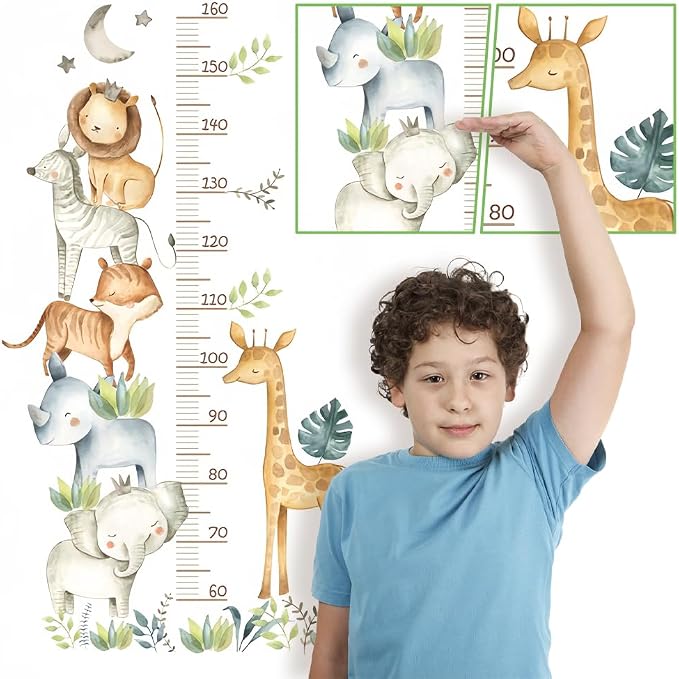 Naklejka ścienna wzrostu dla dzieci 60–160 cm ze zwierzętami - obrazek 7