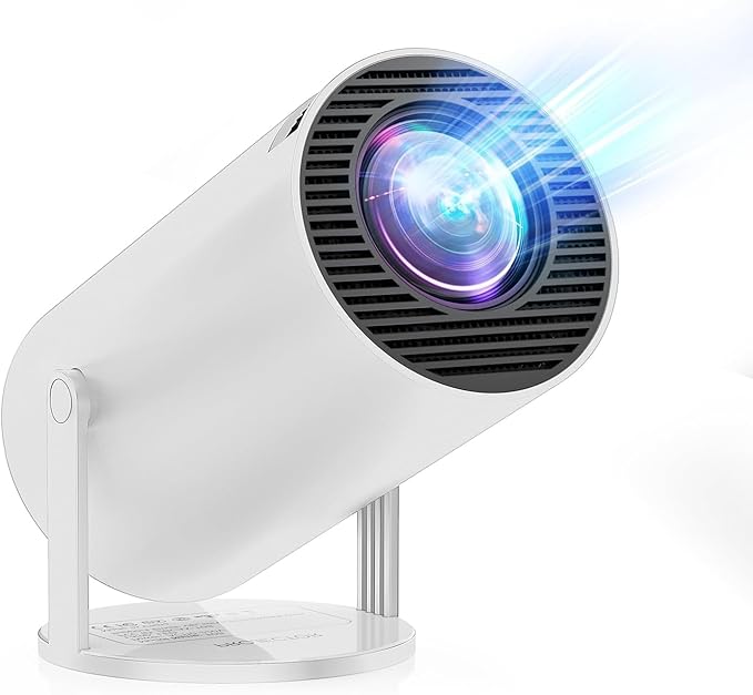 Wbudowane aplikacje i Android 11.0] Mini projektor przenośny projektor 20000 luksów 4K Obsługiwany obrót o 180° i automatyczny keystone, kompatybilny z TV Stick/Windows/iOS/Android/HDMI/USB (1080P-3)