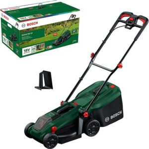 Bosch Kosiarka akumulatorowa ROTAK18V-32 (szerokość cięcia: 32 cm, wysokość cięcia: 25 – 65 mm, materiałowy worek na trawę 35 l, przystawka do mulczowania, bez akumulatora)