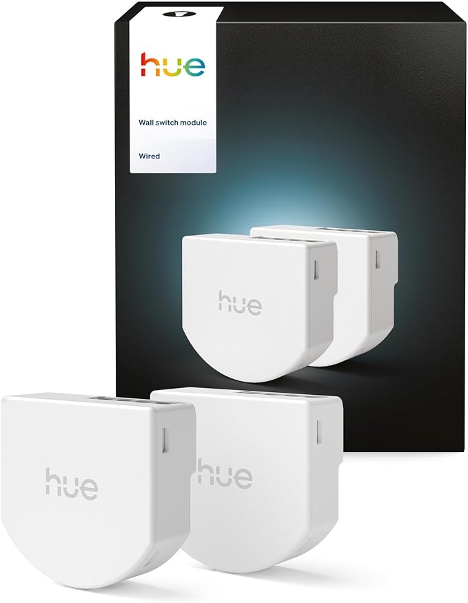 Philips Hue Przewodowy Przełącznik Ścienny, 2 szt., Dostęp do Świateł Hue, Konfigurowalne Sterowanie, Bez Baterii, Niezawodne Połączenie, Aplikacja, Kontrola Głosowa, Apple Home, Google Home, Alexa