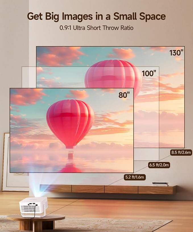 Magcubic Projektor, HY300max Mini projektor 4K i 8K z podwójnym zakresem WiFi 6 BT 5.4, 260 ANSI obsługuje autofokus i korekcję trapezu, nadaje się do projektora kina domowego | Przenośny projektor kompatybilny z automatyczną korekcją keystone 4K do kina domowego, biura i na kempingu - obrazek 5