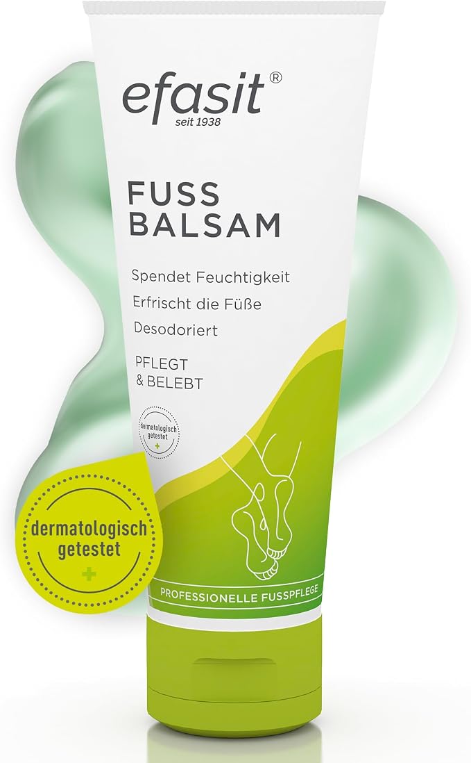 efasit Balsam do stóp – bogata pielęgnacja stóp w przypadku suchych stóp, krem do stóp z olejkiem jojoba i rozmarynu, żywokost i rumianek, krem do pielęgnacji stóp pielęgnuje i ożywia, 75 ml
