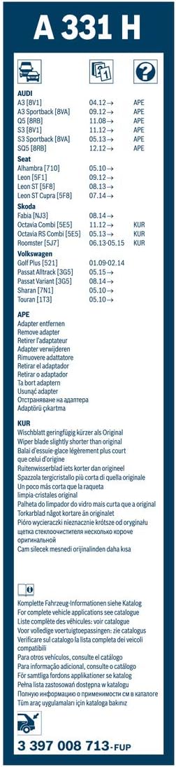 Bosch 3 397 008 713 Pióro Wycieraczki, Czarny, 330 mm - obrazek 4