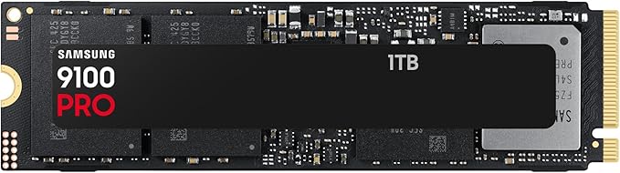 Dysk SSD Samsung 9100 PRO NVMe M.2, 1 TB, PCIe 5.0, prędkość odczytu 14 700 MB/s, prędkość zapisu 13 300 MB/s, wewnętrzny dysk SSD do gier, edycji wideo i AI, czarny, MZ-VAP1T0BW