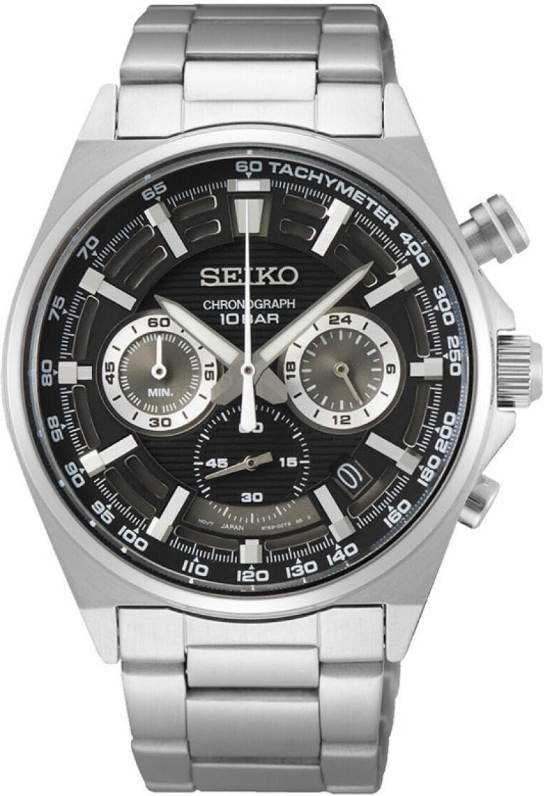 Seiko Zegarek męski kwarcowy stal szlachetna z paskiem tekstylnym - obrazek 2