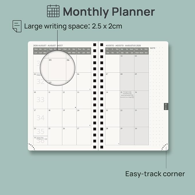POPRUN Agenda Pocket 2026 2027 A6 Tygodniowy Planner i Notatnik - obrazek 6