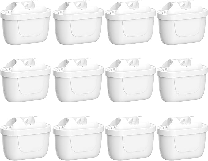 12 wkładów filtrujących do wody, kompatybilne z BRITA Maxtra+, Maxtra Plus | Wkłady filtrujące zamiennik do zbiornika na wodę Brita Maxtra Plus, Style, Marella, Elemaris XL, Aluna