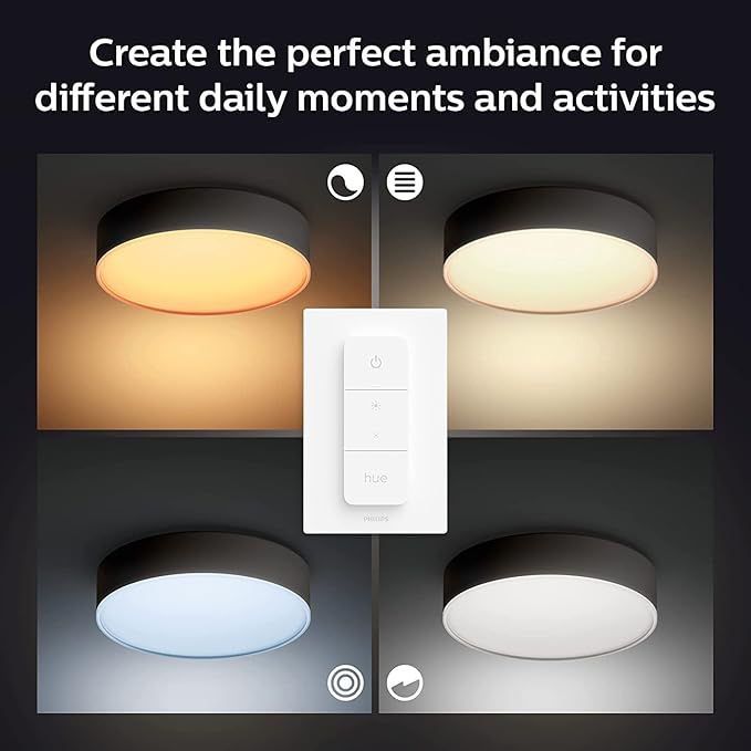 Philips Hue White ambiance Lampa sufitowa Enrave M 1x20W (czarna), wiele odcieni bieli, możliwość przyciemniania, inteligentne oświetlenie - obrazek 3
