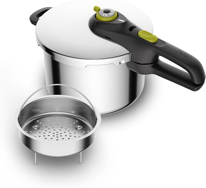 TEFAL Secure 5 Neo szybkowar 6-litrowy, 5-elementowy system zabezpieczeń, 2 tryby przygotowywania posiłków, stal nierdzewna, P25307